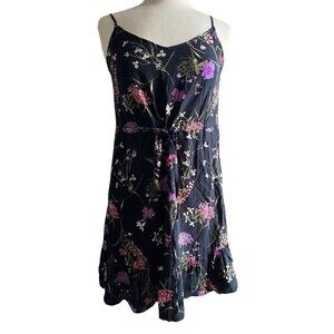 Vero Moda Black Floral Mini Dress Size Small Adjustable Straps Tie Waist NWT